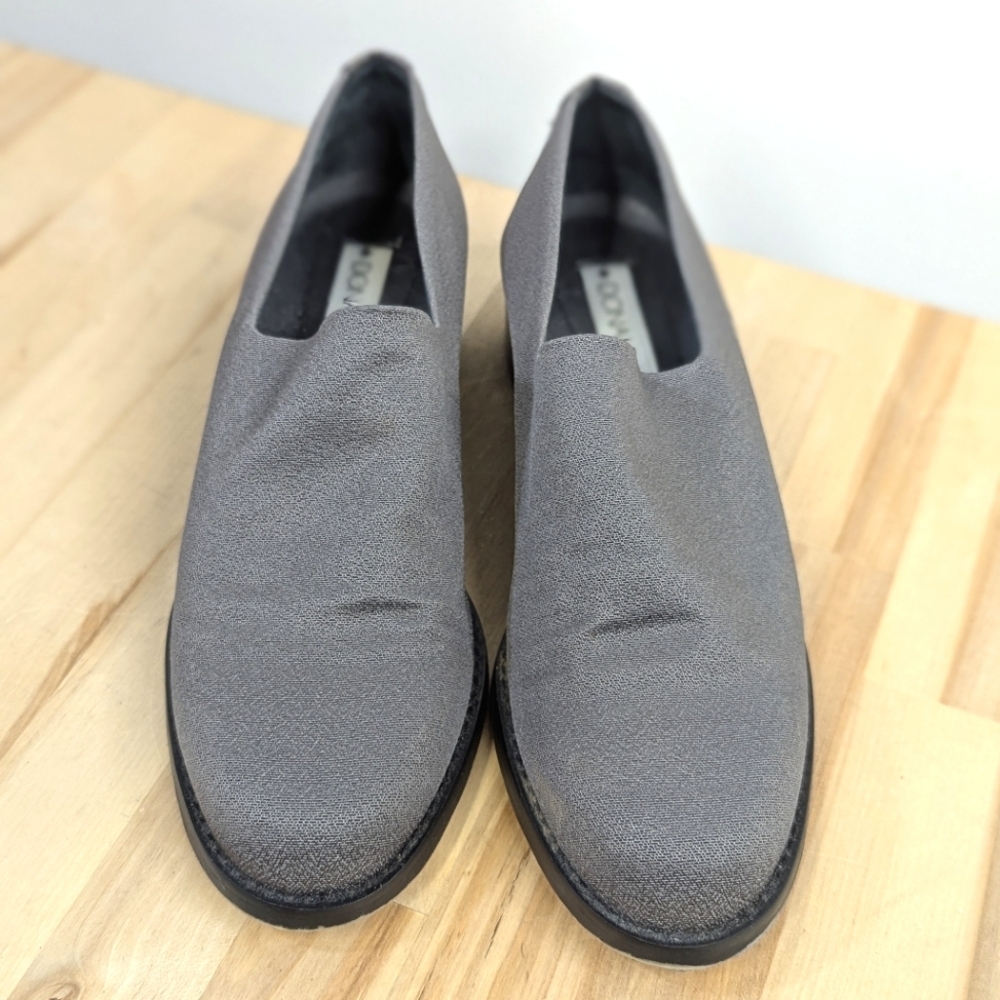 Donald Pliner Grey stretch fabric Women's Slip-On Shoes Loafers Crepe Sole 8